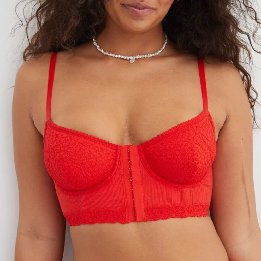 NWT Aerie Show Off Cozy Rib Unlined Corset Bra 36B